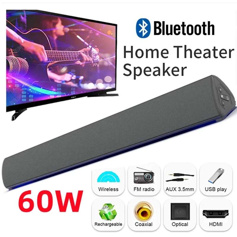 Audio Music System For Home - TV nirkabel 60W Speaker Bluetooth, Soundbar